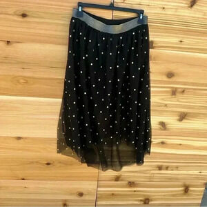 Xhilaration skirt XL black white polka dot lined